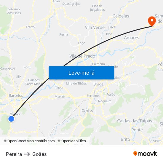 Pereira to Goães map