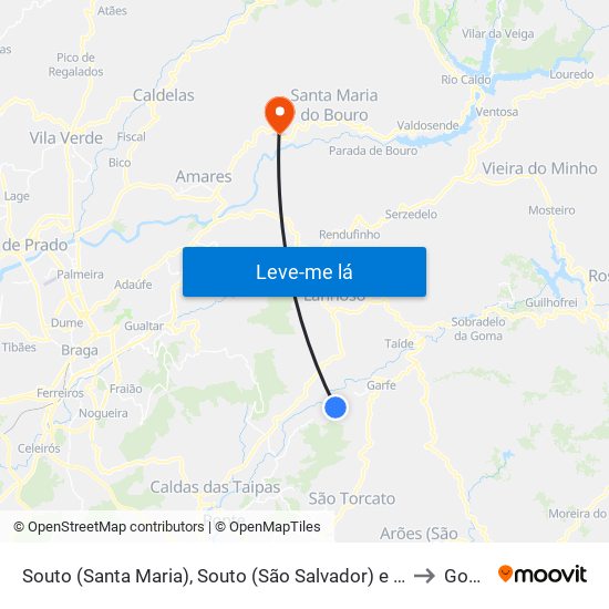 Souto (Santa Maria), Souto (São Salvador) e Gondomar to Goães map
