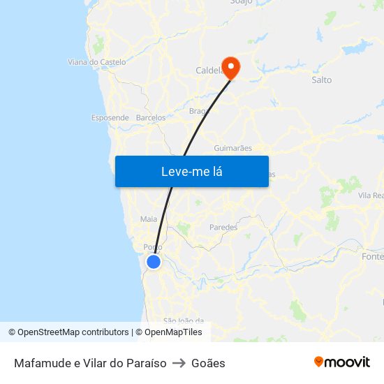 Mafamude e Vilar do Paraíso to Goães map