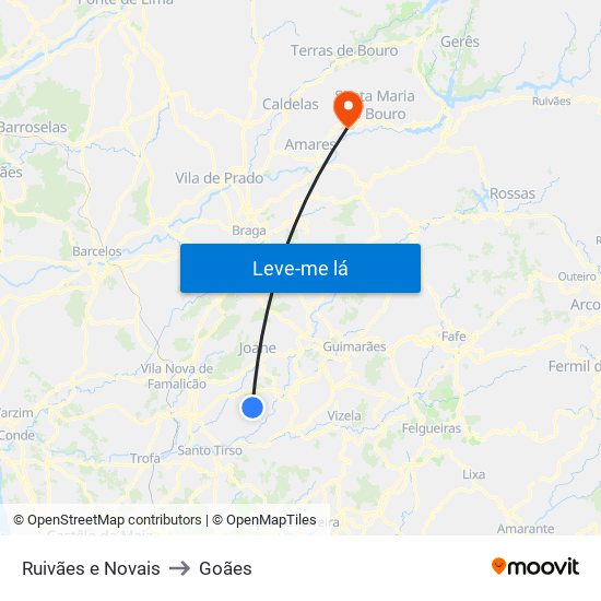 Ruivães e Novais to Goães map