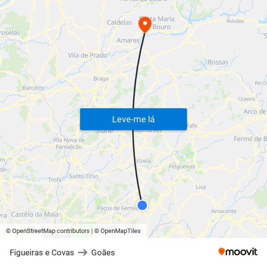 Figueiras e Covas to Goães map