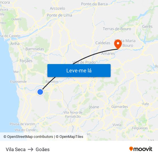 Vila Seca to Goães map