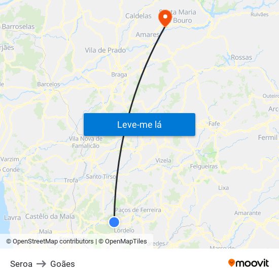 Seroa to Goães map