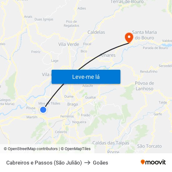 Cabreiros e Passos (São Julião) to Goães map