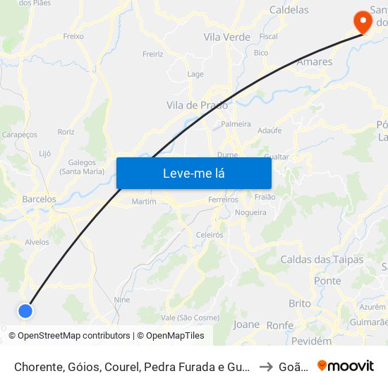 Chorente, Góios, Courel, Pedra Furada e Gueral to Goães map