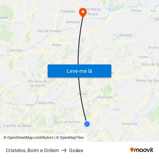 Cristelos, Boim e Ordem to Goães map