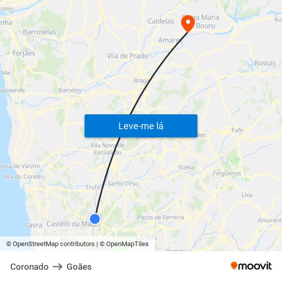 Coronado to Goães map