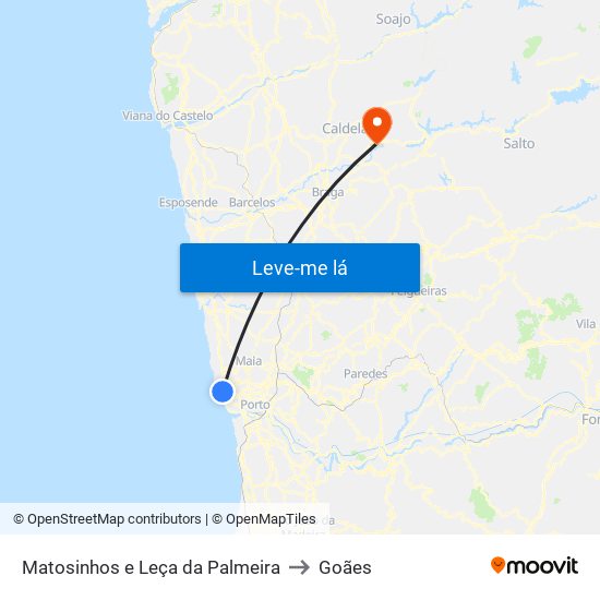 Matosinhos e Leça da Palmeira to Goães map