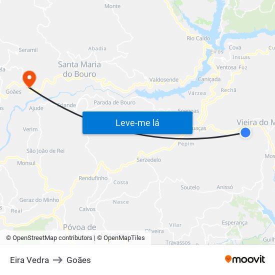 Eira Vedra to Goães map