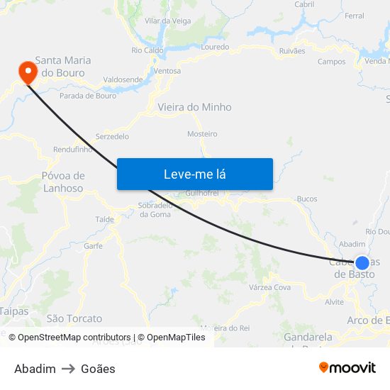 Abadim to Goães map