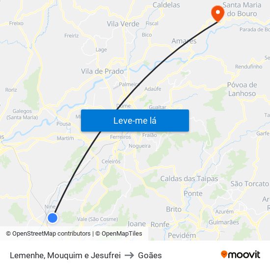 Lemenhe, Mouquim e Jesufrei to Goães map