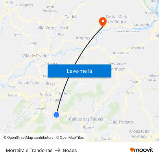 Morreira e Trandeiras to Goães map