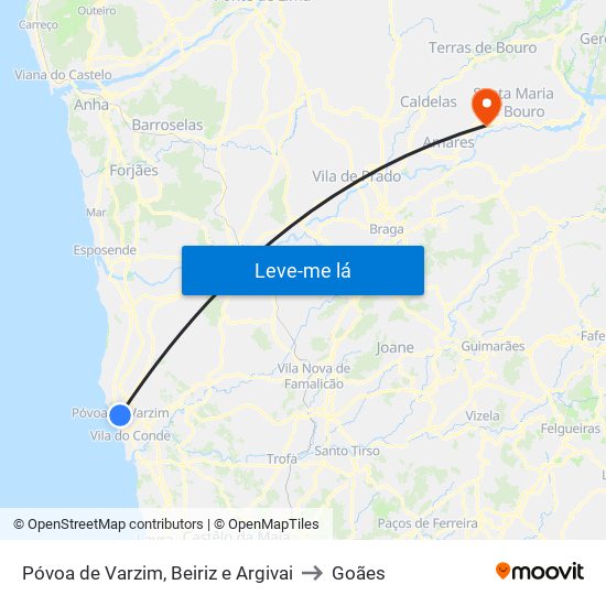 Póvoa de Varzim, Beiriz e Argivai to Goães map