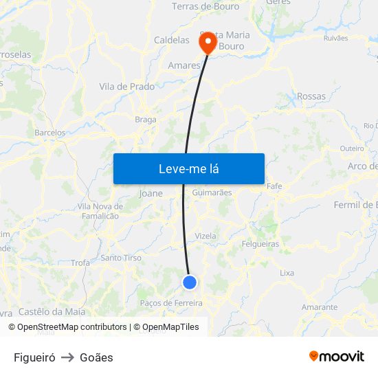 Figueiró to Goães map