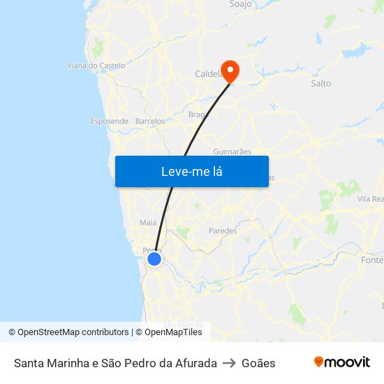 Santa Marinha e São Pedro da Afurada to Goães map
