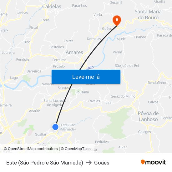 Este (São Pedro e São Mamede) to Goães map