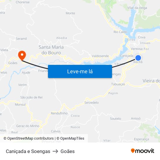 Caniçada e Soengas to Goães map
