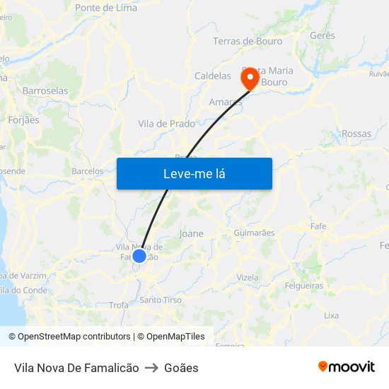 Vila Nova De Famalicão to Goães map