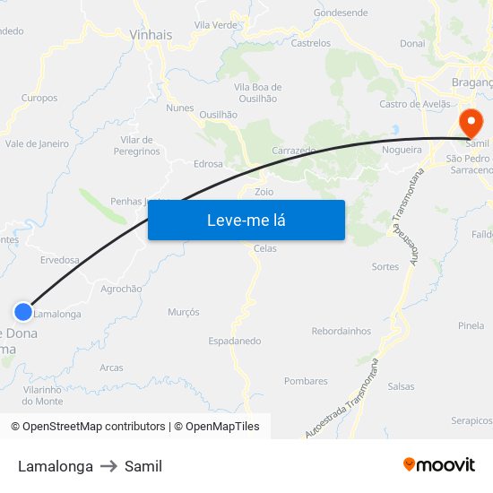 Lamalonga to Samil map