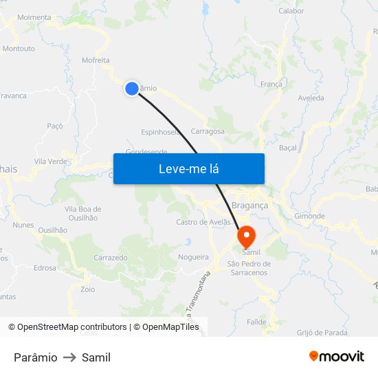 Parâmio to Samil map