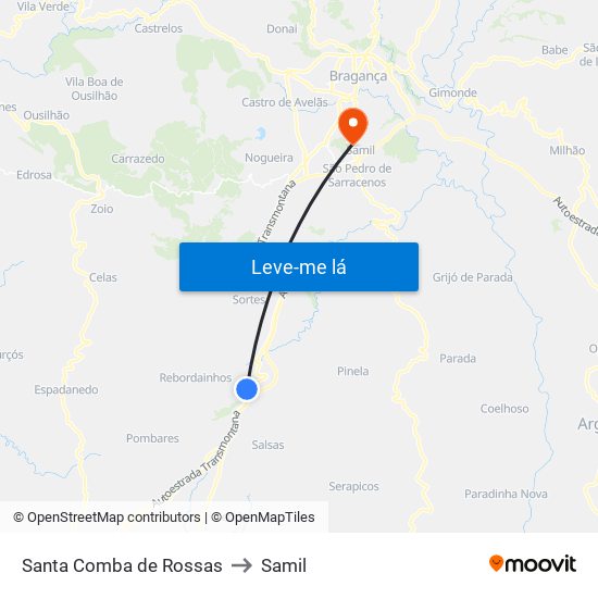 Santa Comba de Rossas to Samil map