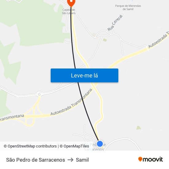 São Pedro de Sarracenos to Samil map