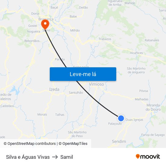 Silva e Águas Vivas to Samil map