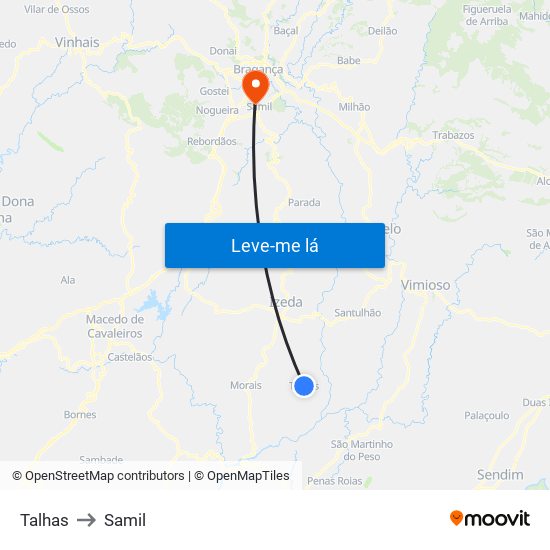 Talhas to Samil map