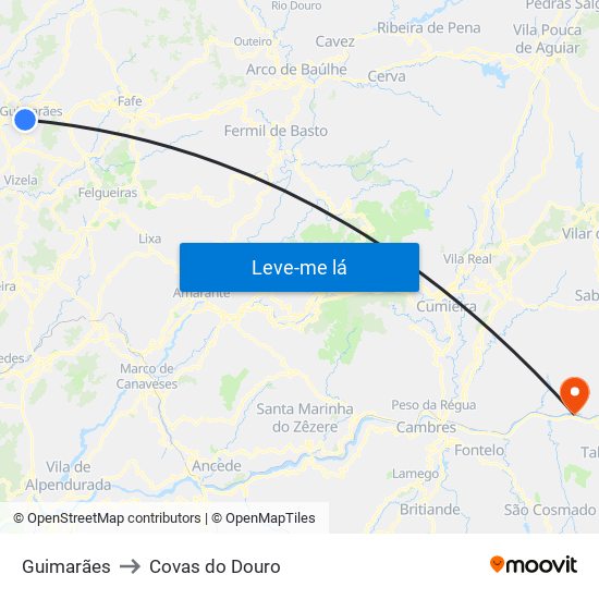 Guimarães to Covas do Douro map