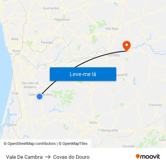 Vale De Cambra to Covas do Douro map