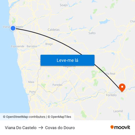 Viana Do Castelo to Covas do Douro map