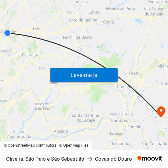 Oliveira, São Paio e São Sebastião to Covas do Douro map