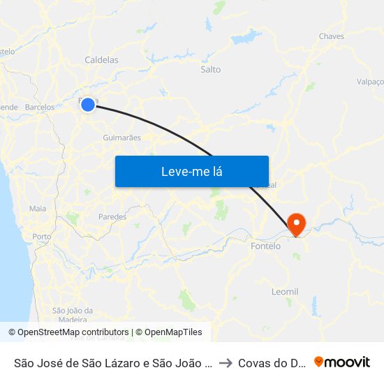 São José de São Lázaro e São João do Souto to Covas do Douro map