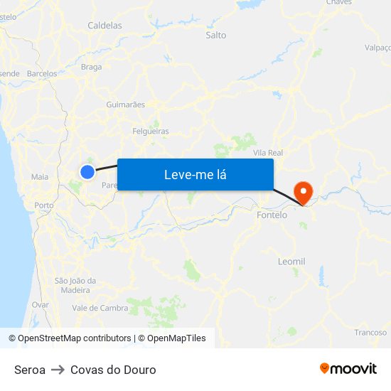 Seroa to Covas do Douro map