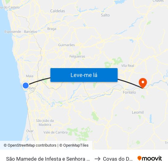 São Mamede de Infesta e Senhora da Hora to Covas do Douro map