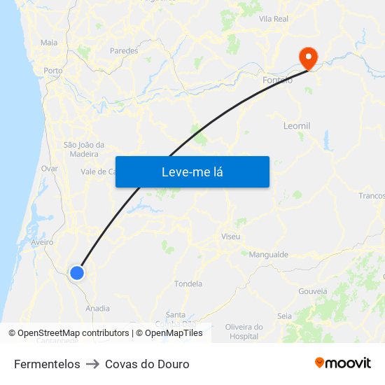 Fermentelos to Covas do Douro map