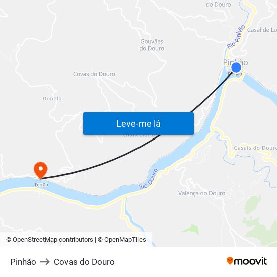 Pinhão to Covas do Douro map