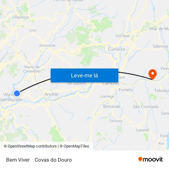 Bem Viver to Covas do Douro map