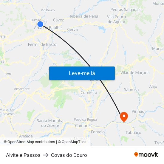 Alvite e Passos to Covas do Douro map