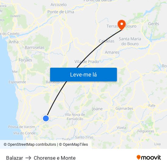 Balazar to Chorense e Monte map