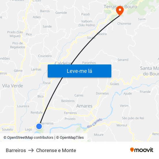 Barreiros to Chorense e Monte map