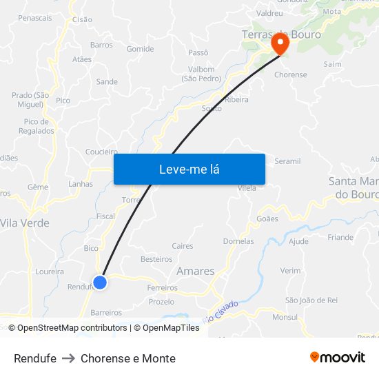 Rendufe to Chorense e Monte map