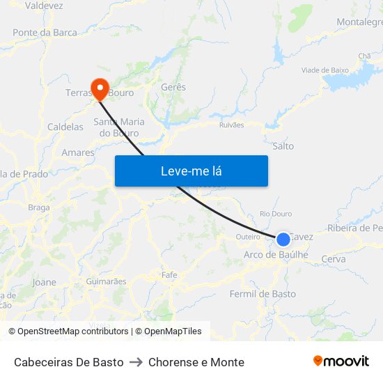 Cabeceiras De Basto to Chorense e Monte map