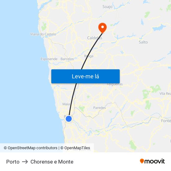 Porto to Chorense e Monte map