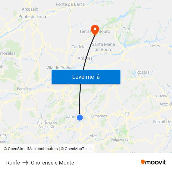 Ronfe to Chorense e Monte map