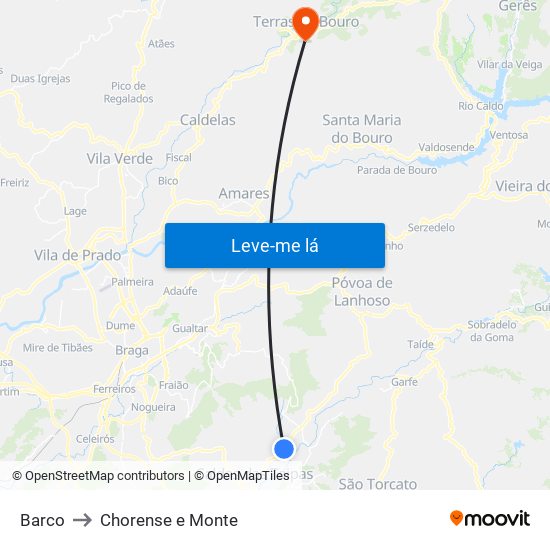 Barco to Chorense e Monte map