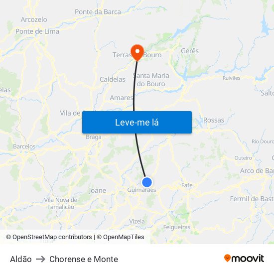 Aldão to Chorense e Monte map