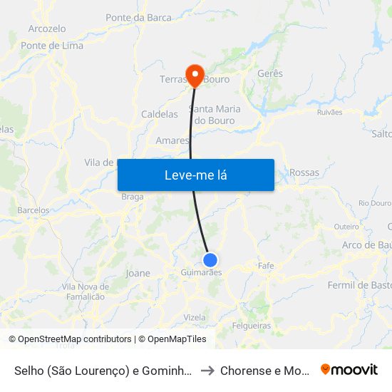 Selho (São Lourenço) e Gominhães to Chorense e Monte map