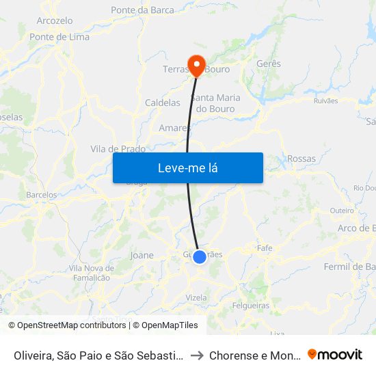 Oliveira, São Paio e São Sebastião to Chorense e Monte map