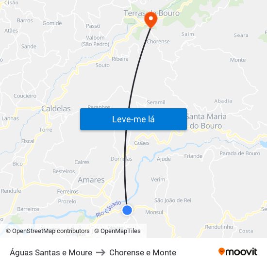 Águas Santas e Moure to Chorense e Monte map